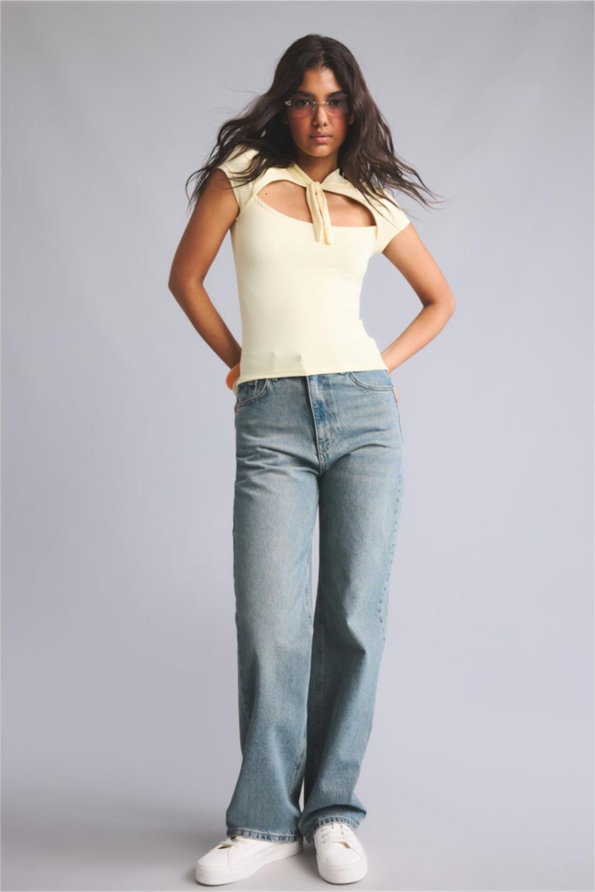 Women Blue High Waist Trousers