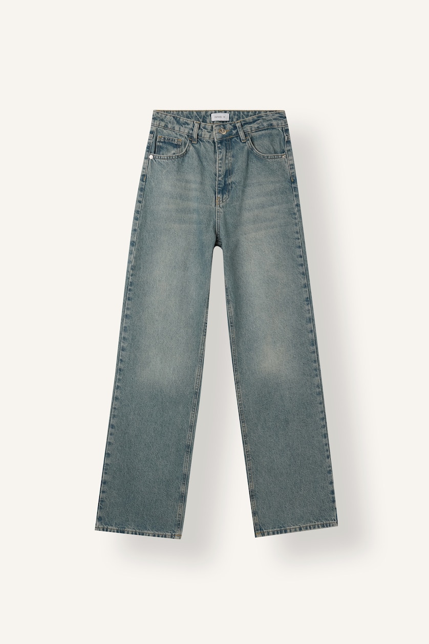 FEMME Bleu Taille haute Pantalon