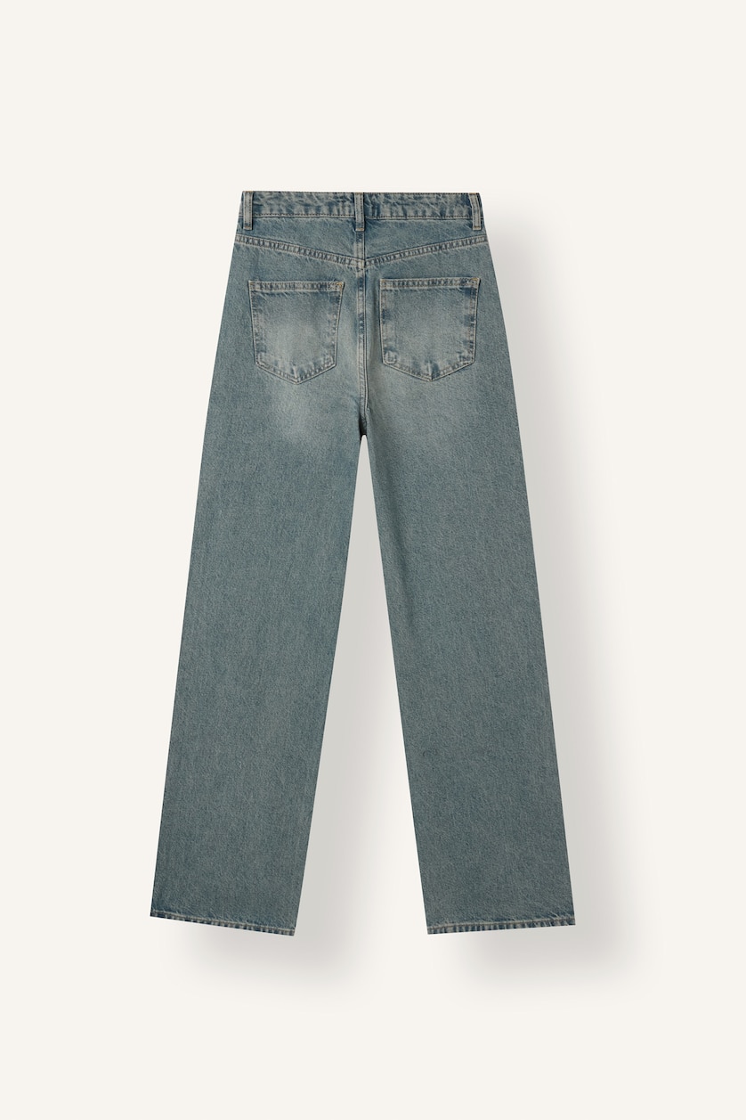 FEMME Bleu Taille haute Pantalon