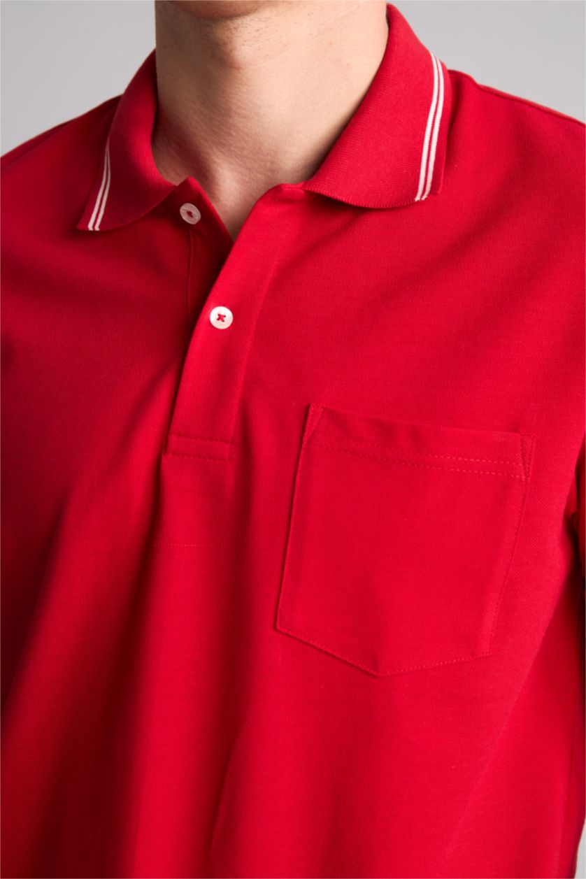 Men Red Regular Fit Short Sleeve Polo T-Shirt