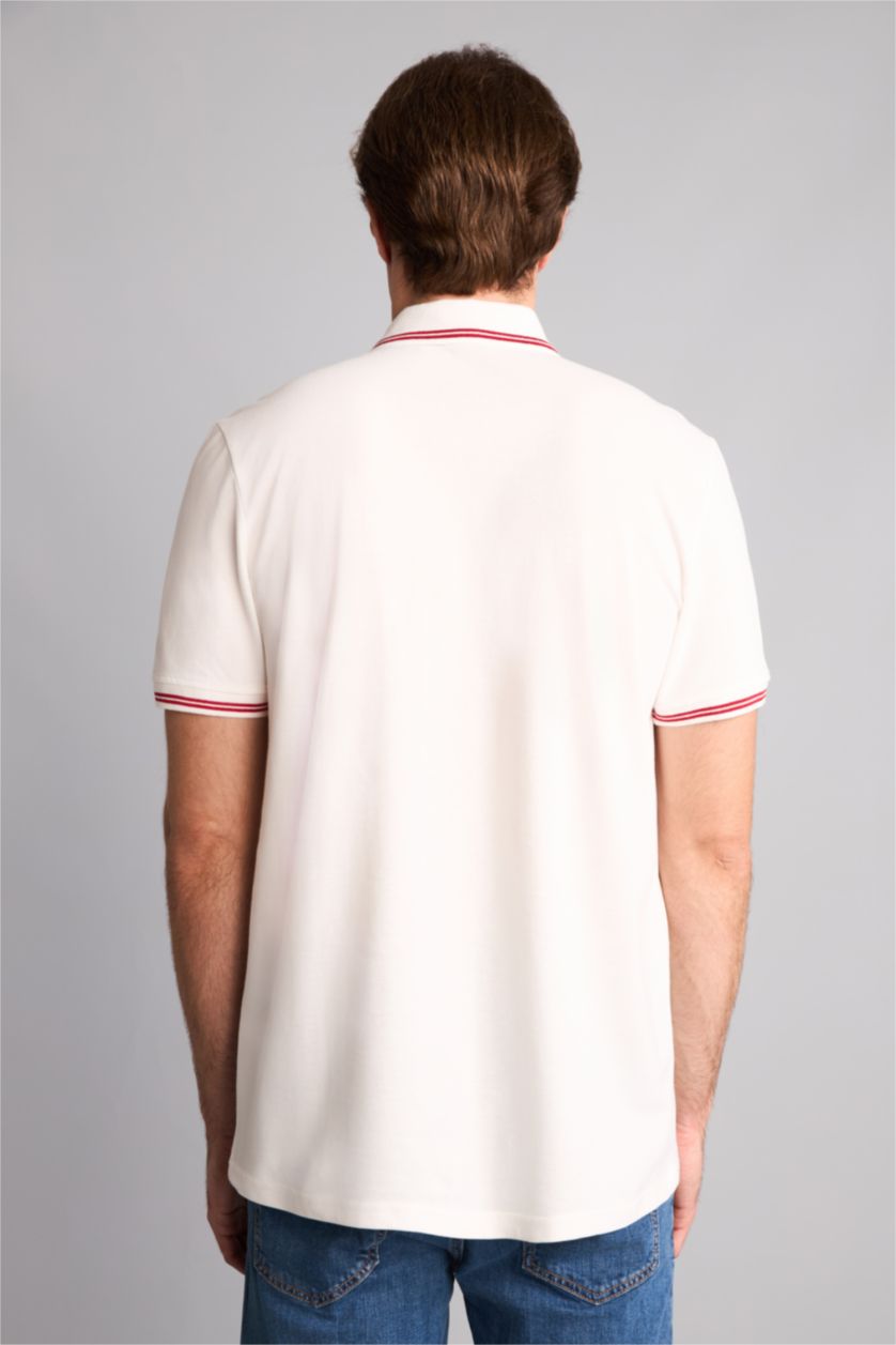 Men White Regular Fit Short Sleeve Polo T-Shirt
