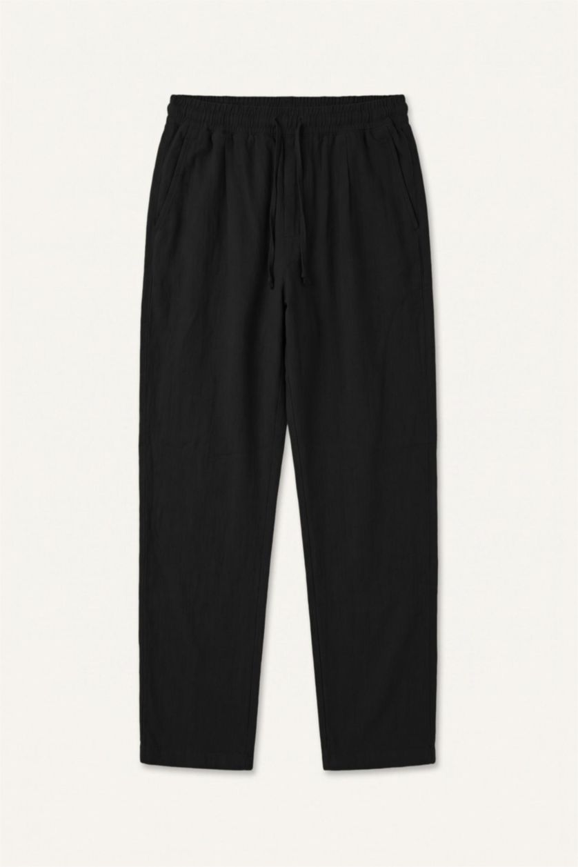 MAN Black Relax Fit Elastic Waist Black Pants