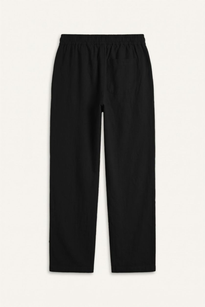 MAN Black Relax Fit Elastic Waist Black Pants
