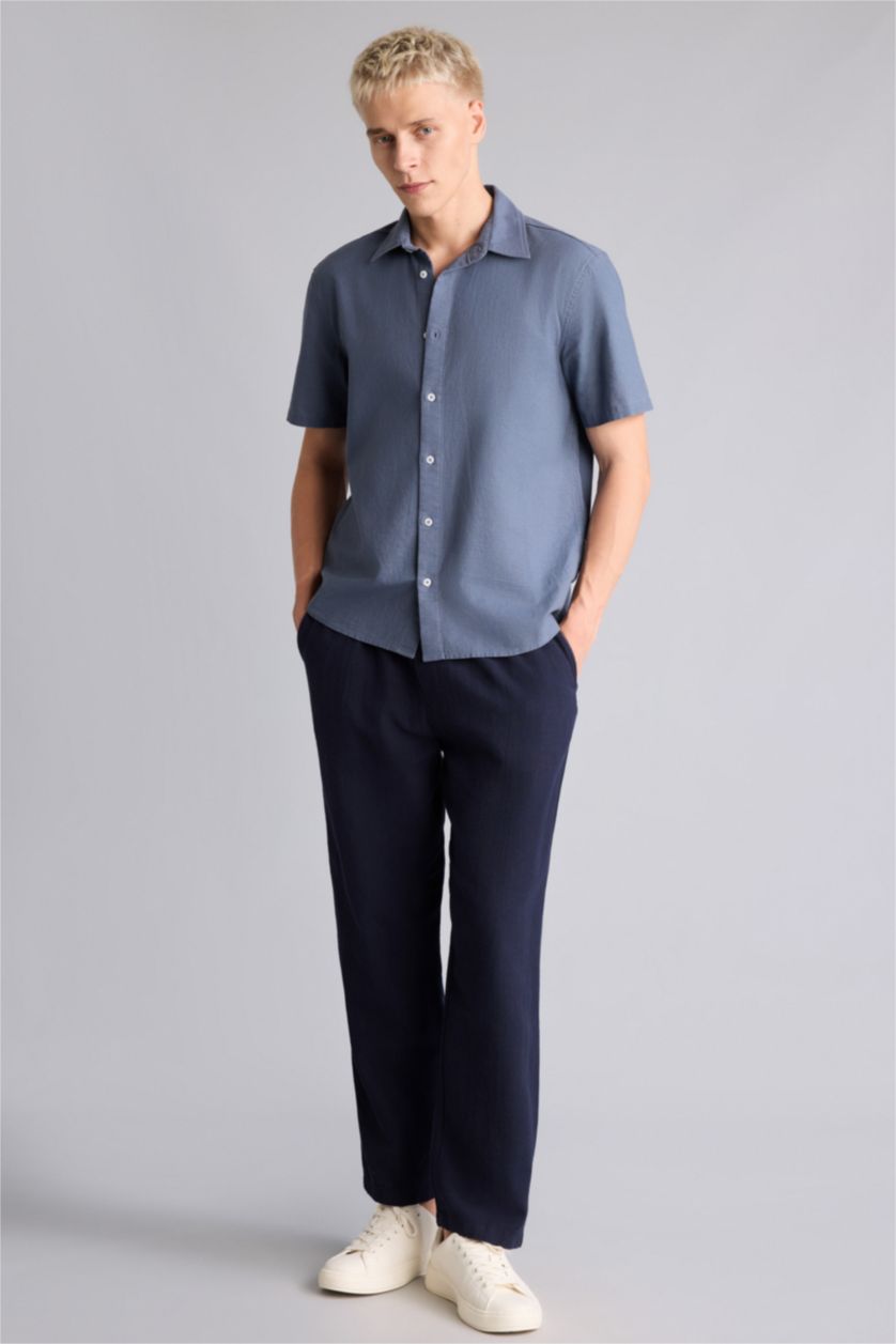MAN NAVY Relax Fit Elastic Waist Navy Blue Pants