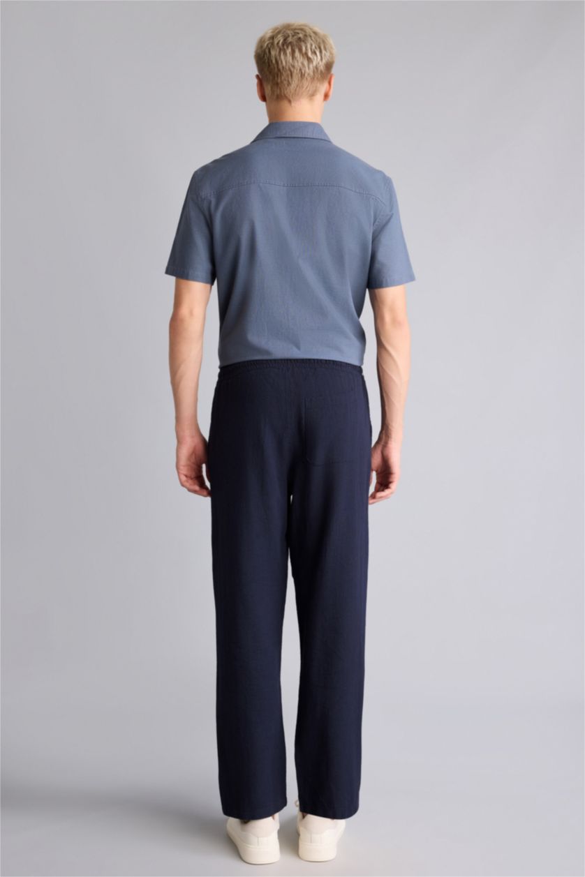 MAN NAVY Relax Fit Elastic Waist Navy Blue Pants