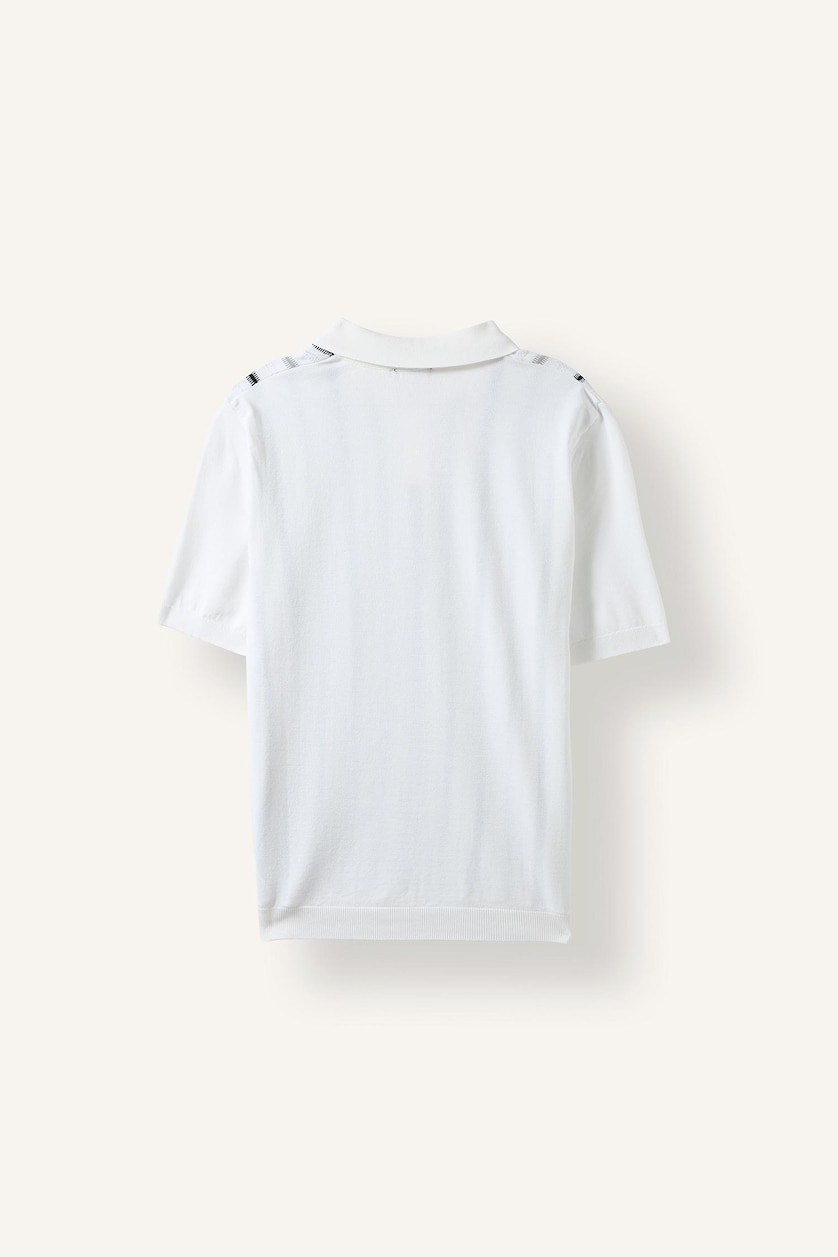 MAN Ecru Standard Fit Striped Knit Polo Shirt