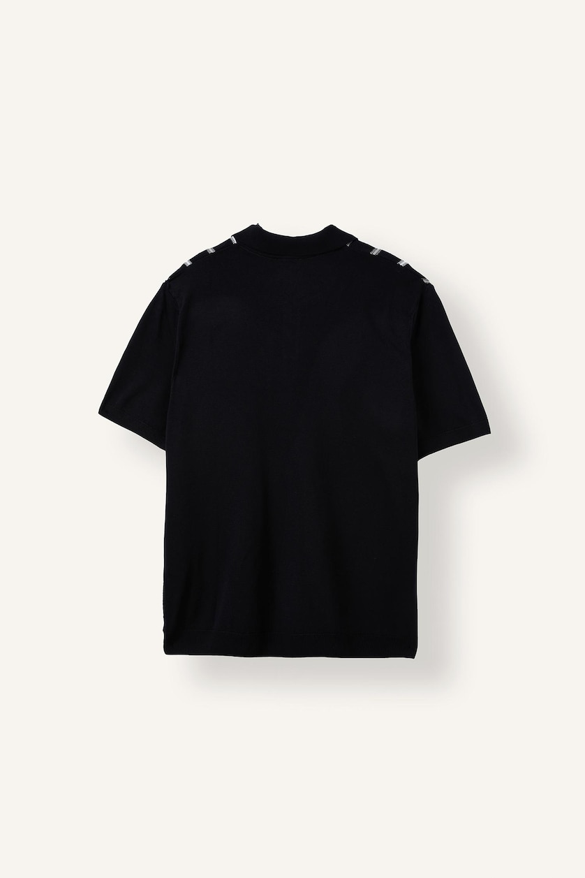 MAN NAVY Standard Fit Striped Knit Polo Shirt