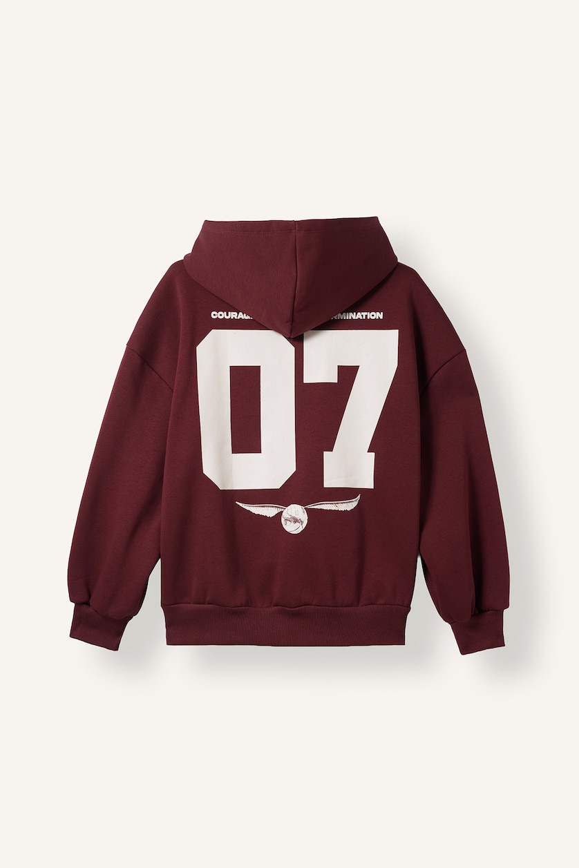 Woman Bordeaux Oversize Fit Thick Sweatshirt Fabric Cardigan