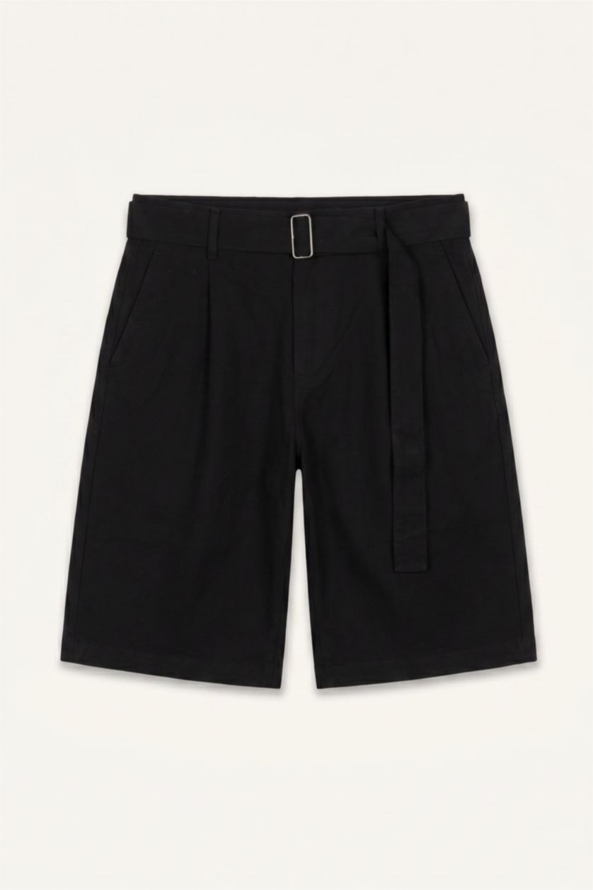 Erkek Siyah Relaxed Fit Bermuda Şort