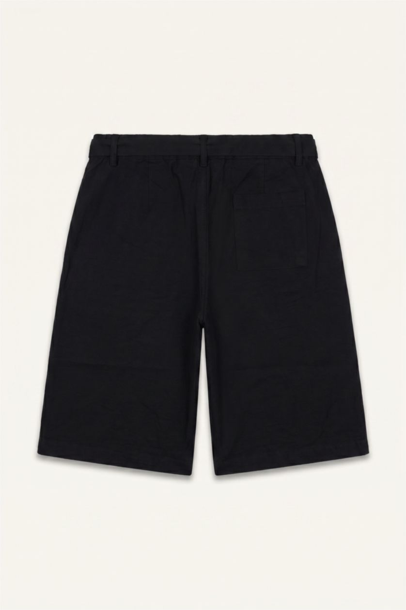 Erkek Siyah Relaxed Fit Bermuda Şort
