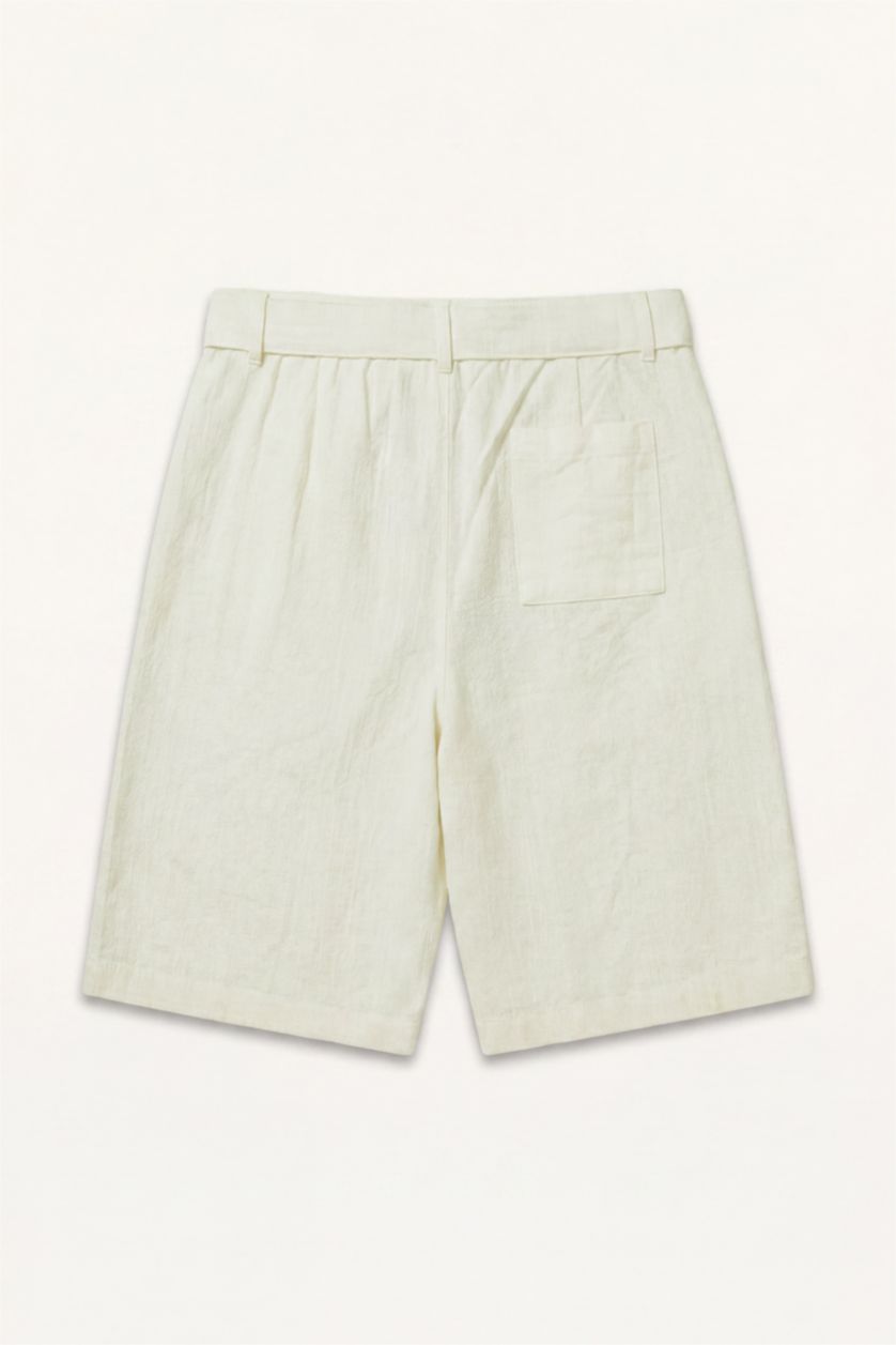 Erkek Ekru Relaxed Fit Bermuda Şort