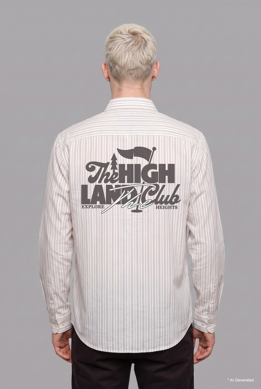Men Grey Boxy Fit Striped Long Sleeve Shirt