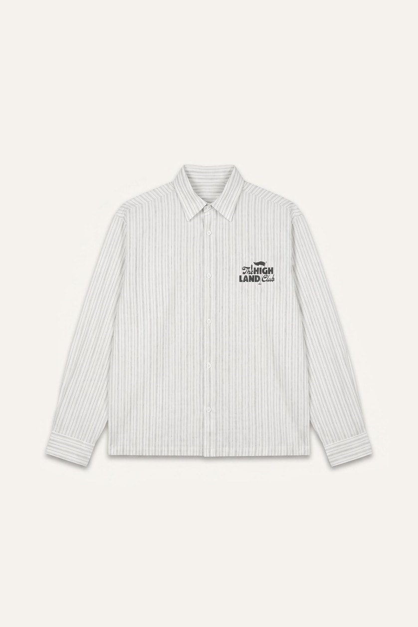 Men Grey Boxy Fit Striped Long Sleeve Shirt