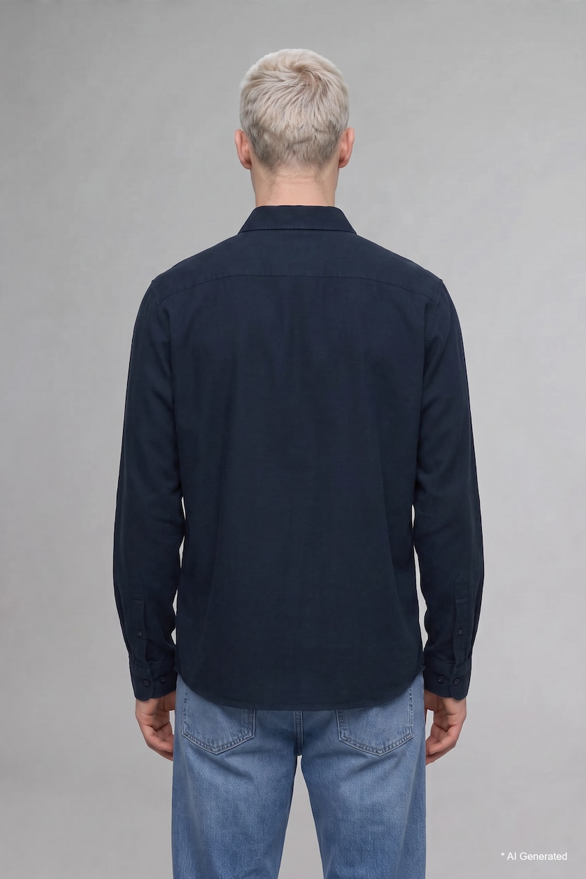 رجال كحلي Regular Fit Long Sleeve Shirt