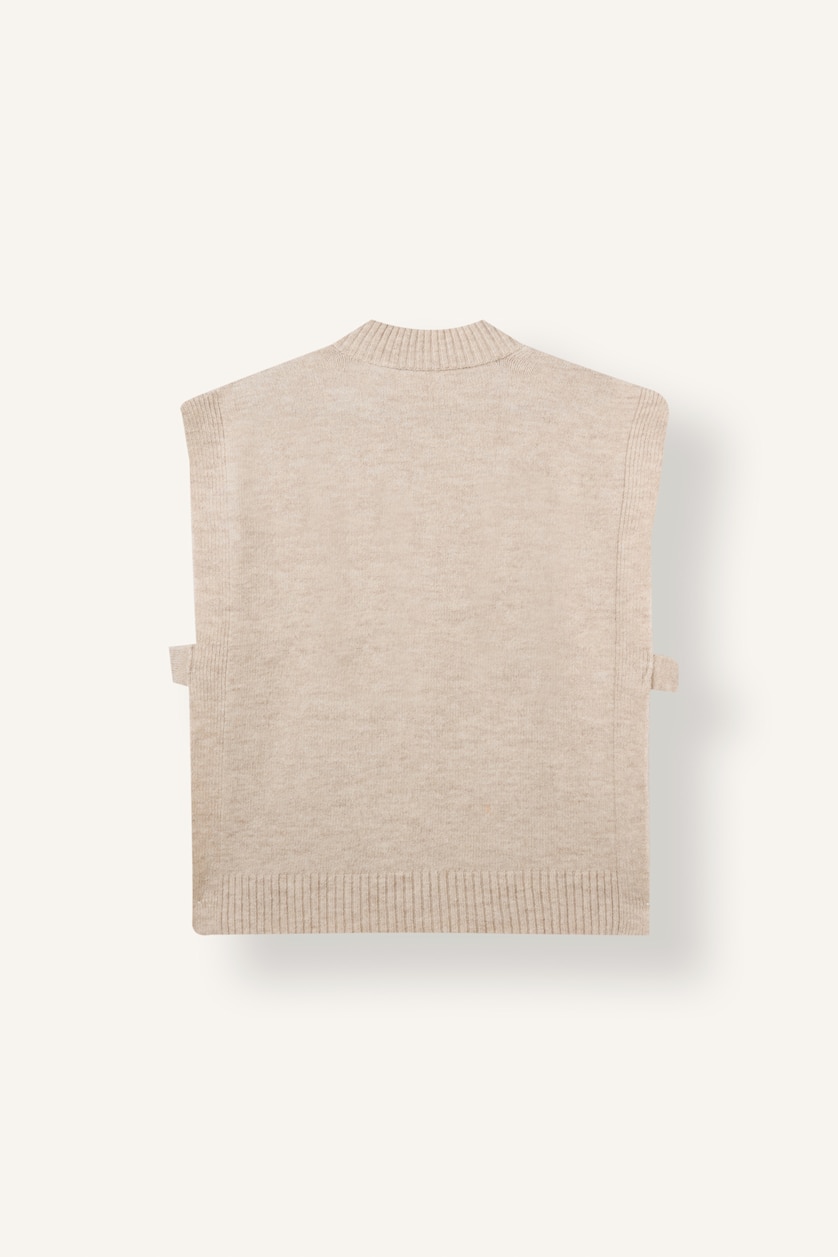 Kadın Bej Saç Örgü Relaxed Fit Triko Yelek