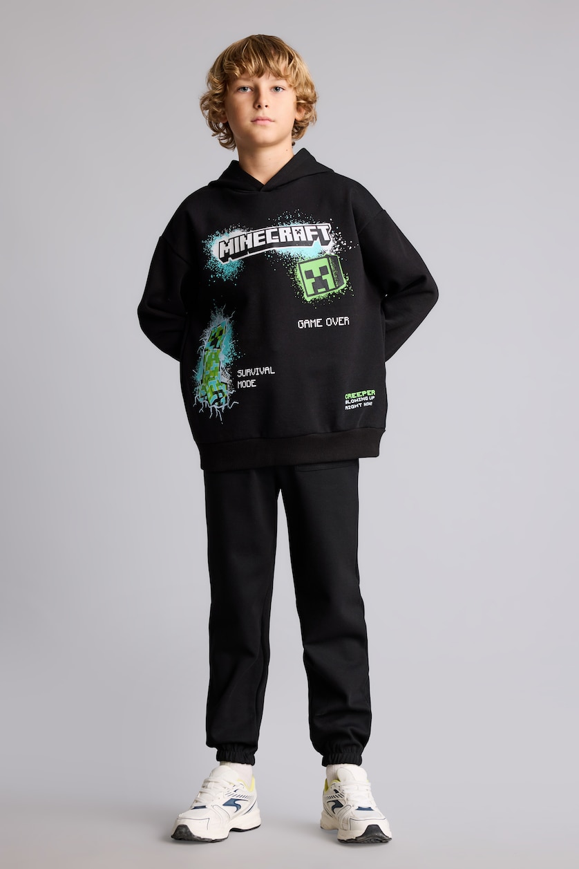 GARÇONS Noir Pantalon de survêtement en 100% coton avec poches pour garçon