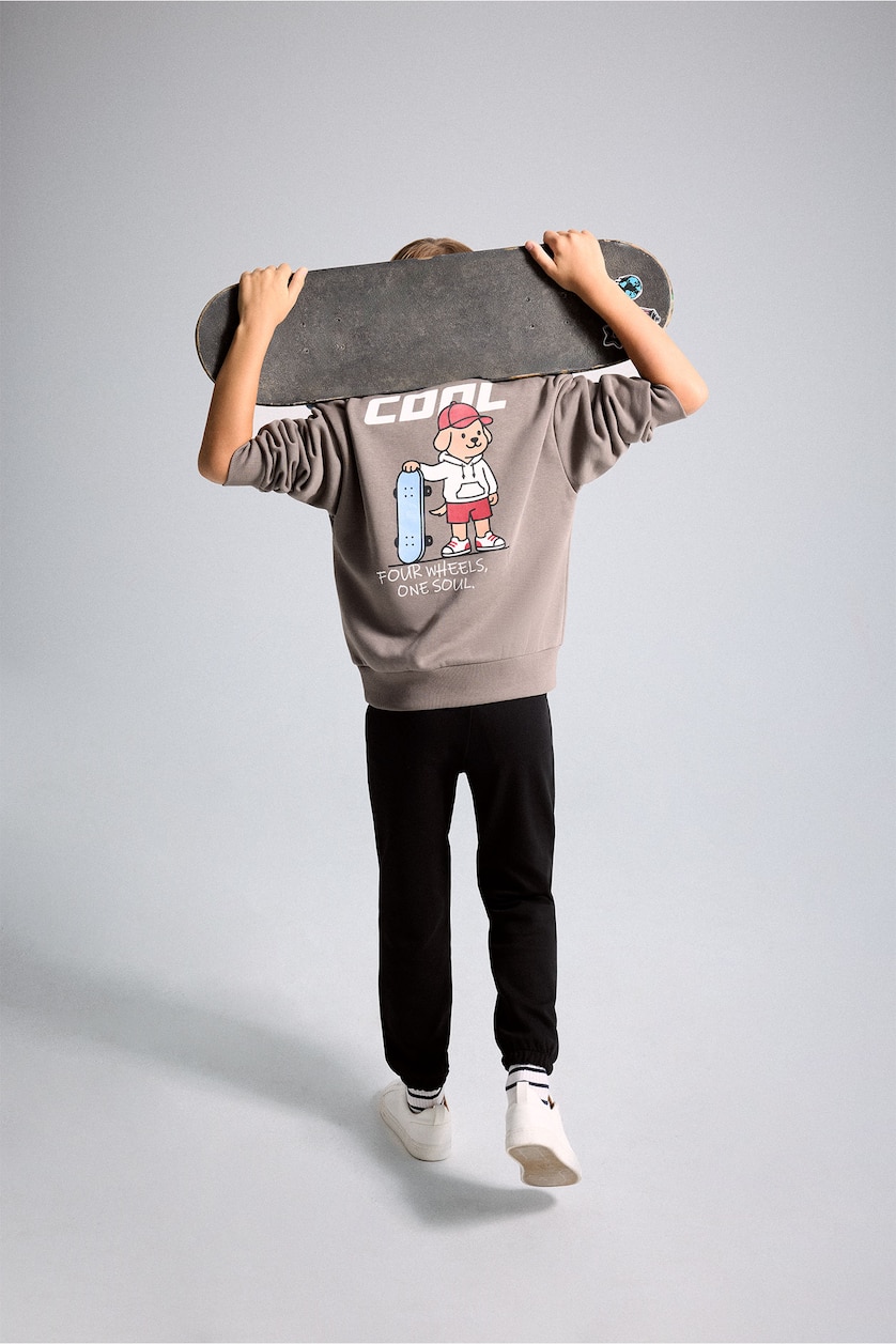 BOYS & TEENS Black Boy 100% Cotton Seam Detail Sweatpants