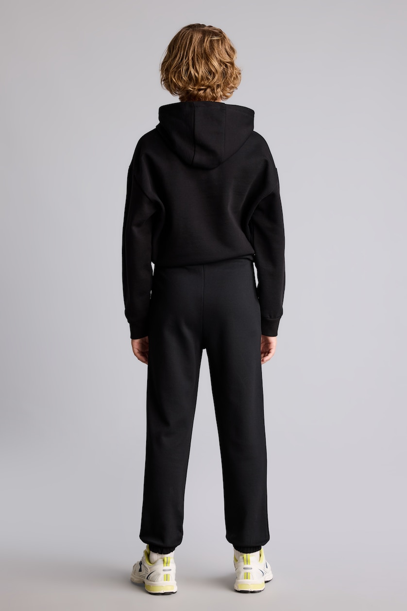 GARÇONS Noir Pantalon de survêtement en 100% coton avec poches pour garçon