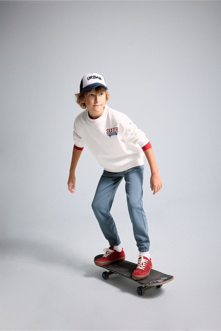 BOYS & TEENS Light Indigo Boy 100% Cotton Seam Detail Sweatpants