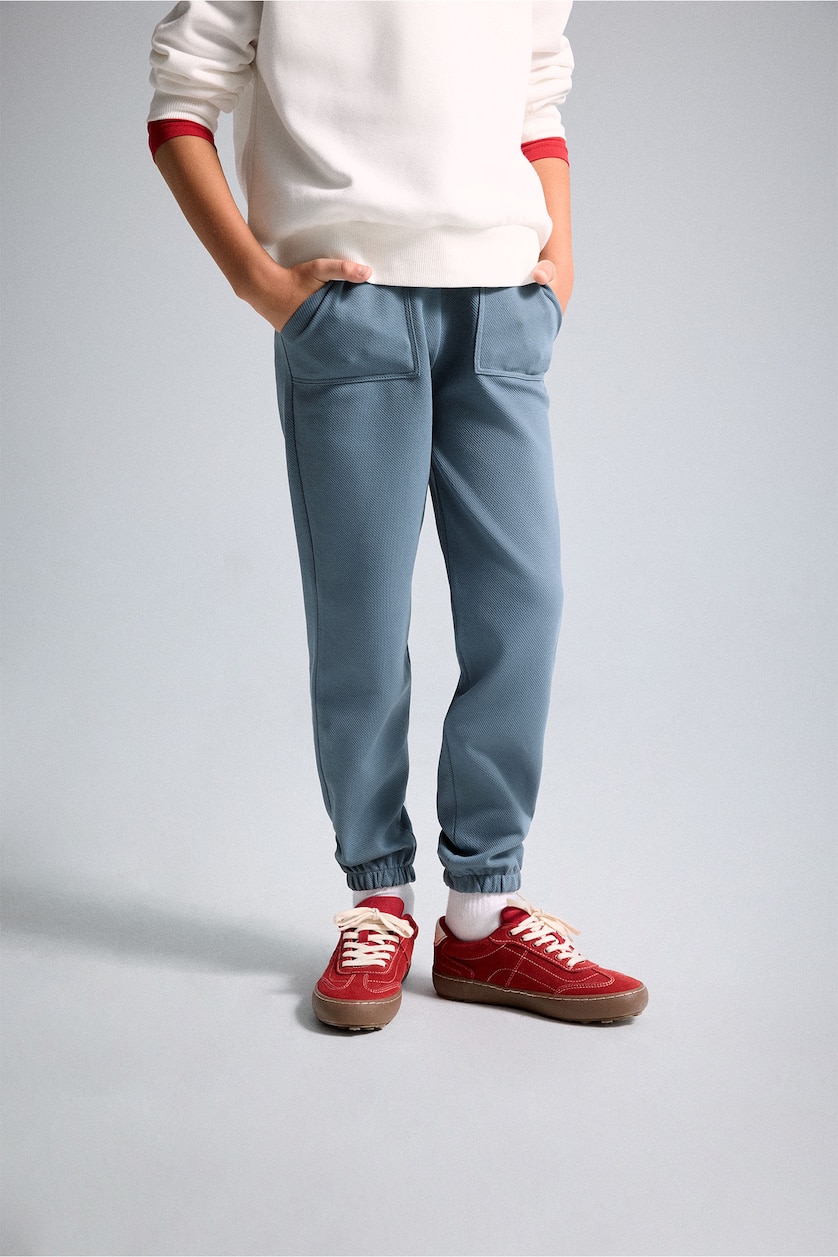 BOYS & TEENS Light Indigo Boy 100% Cotton Seam Detail Sweatpants
