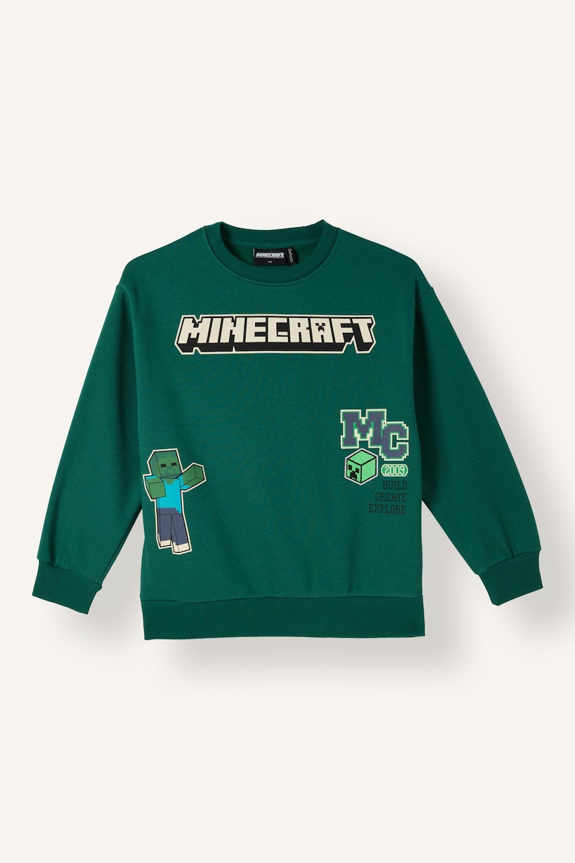 Boys & Teens Green سويت شيرت ولادي ببطانة ناعمة من ماينكرافت