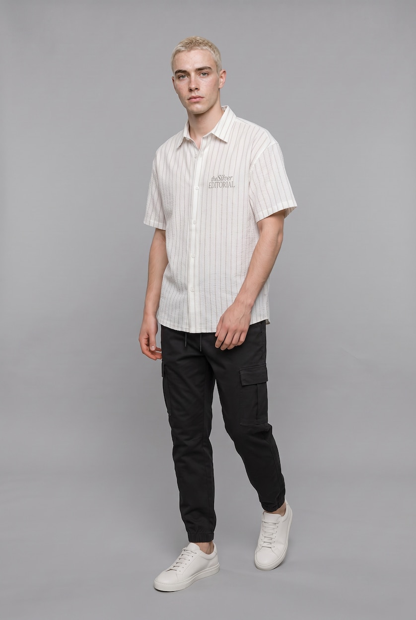 Man Mint Boxy Fit Crinkle Short Sleeve Shirt