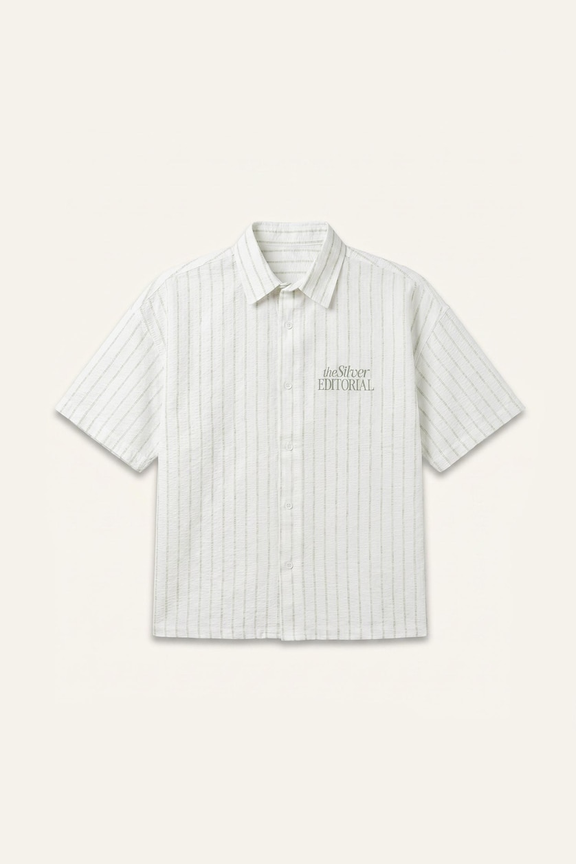 Man Mint Boxy Fit Crinkle Short Sleeve Shirt