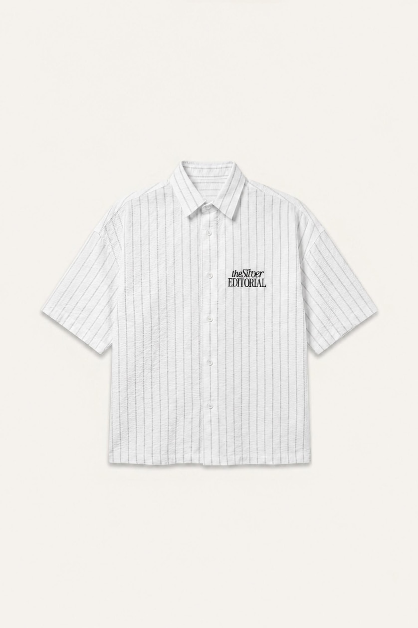 Men Grey Boxy Fit Crinkle Short Sleeve Shirt