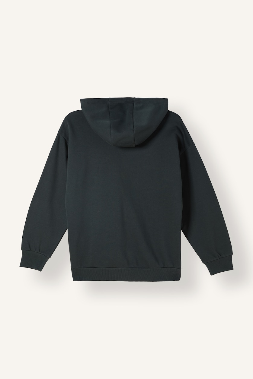 Erkek Çocuk - Genç Erkek Antrasit Overshirt Fit Kapüşonlu Baskılı Sweatshirt