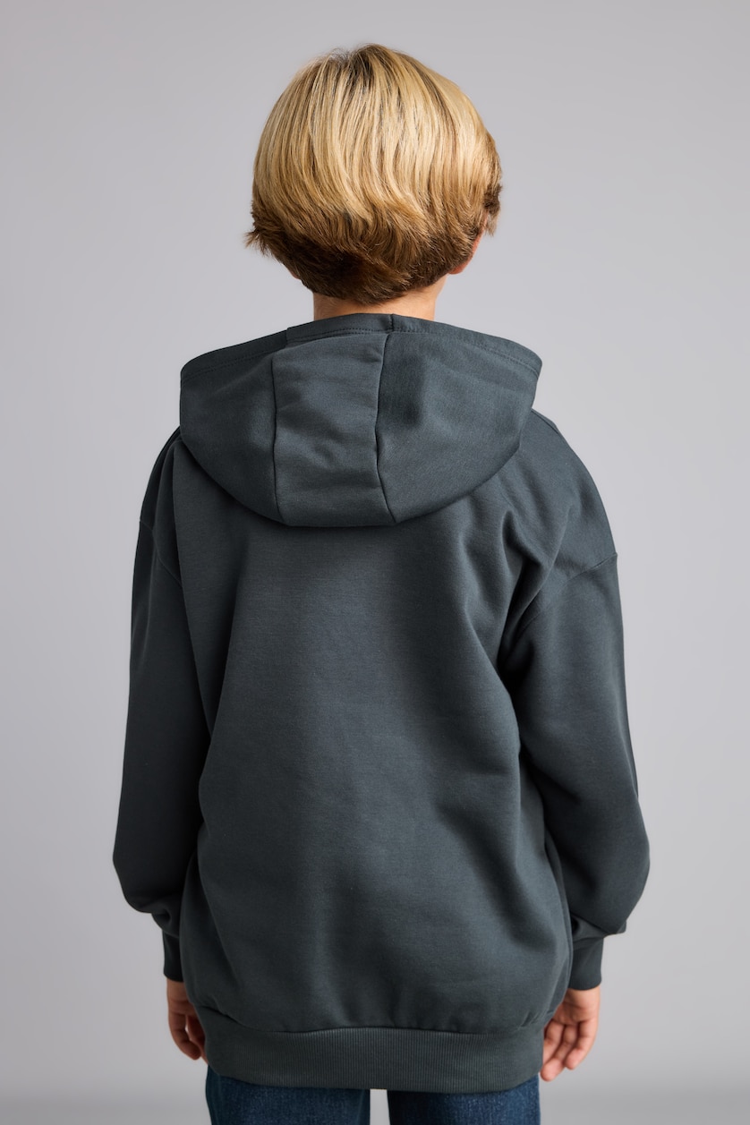 BOYS & TEENS Anthracite هودي اولادي ببطانة ناعمة اوفر سايز بطبعة