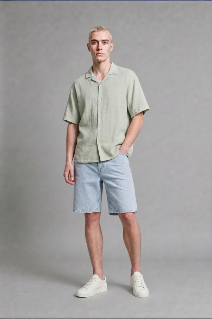 MAN Mint Boxy Fit Muslin Short Sleeve Shirt