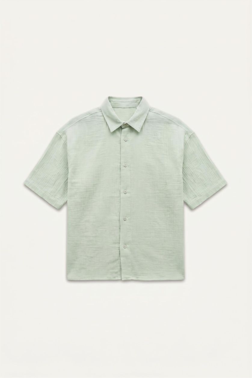 MAN Mint Boxy Fit Muslin Short Sleeve Shirt
