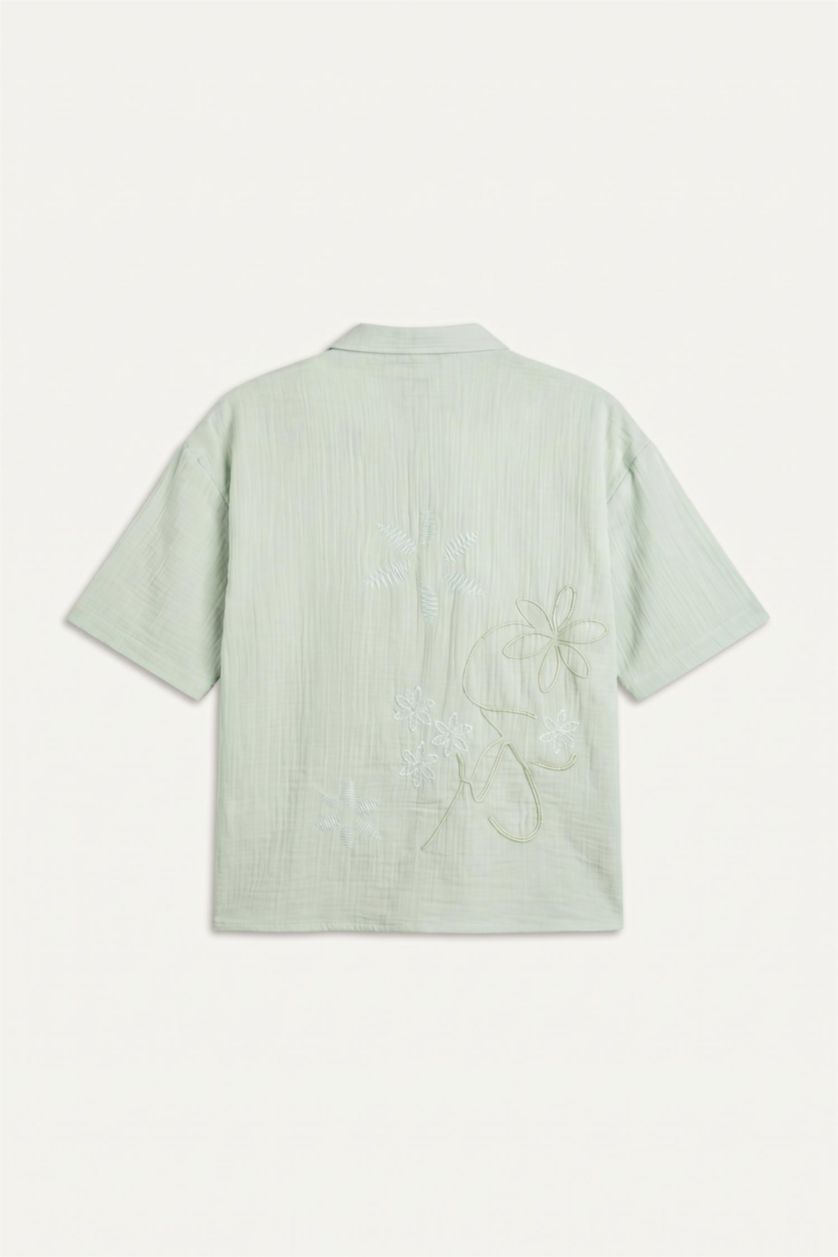 MAN Mint Boxy Fit Muslin Short Sleeve Shirt