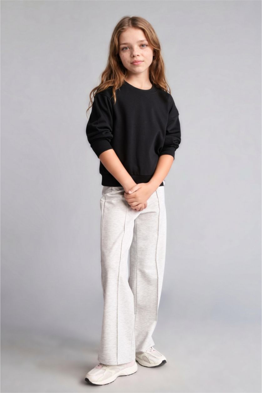 Young Girls - Teen Girls Light Grey Melange Wide Leg Trousers