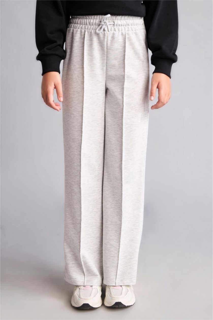 Young Girls - Teen Girls Light Grey Melange Wide Leg Trousers