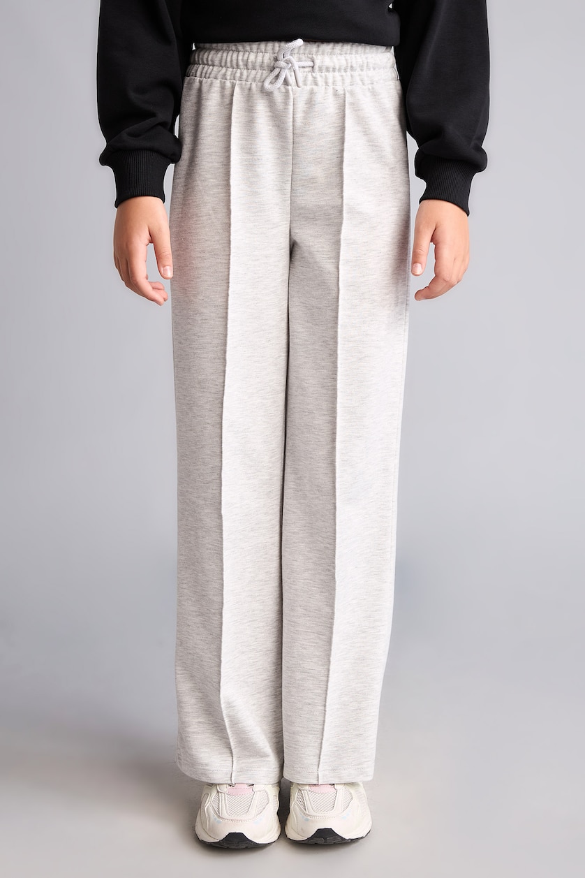 Young Girls - Teen Girls Light Grey Melange Girl Wide Leg Trousers