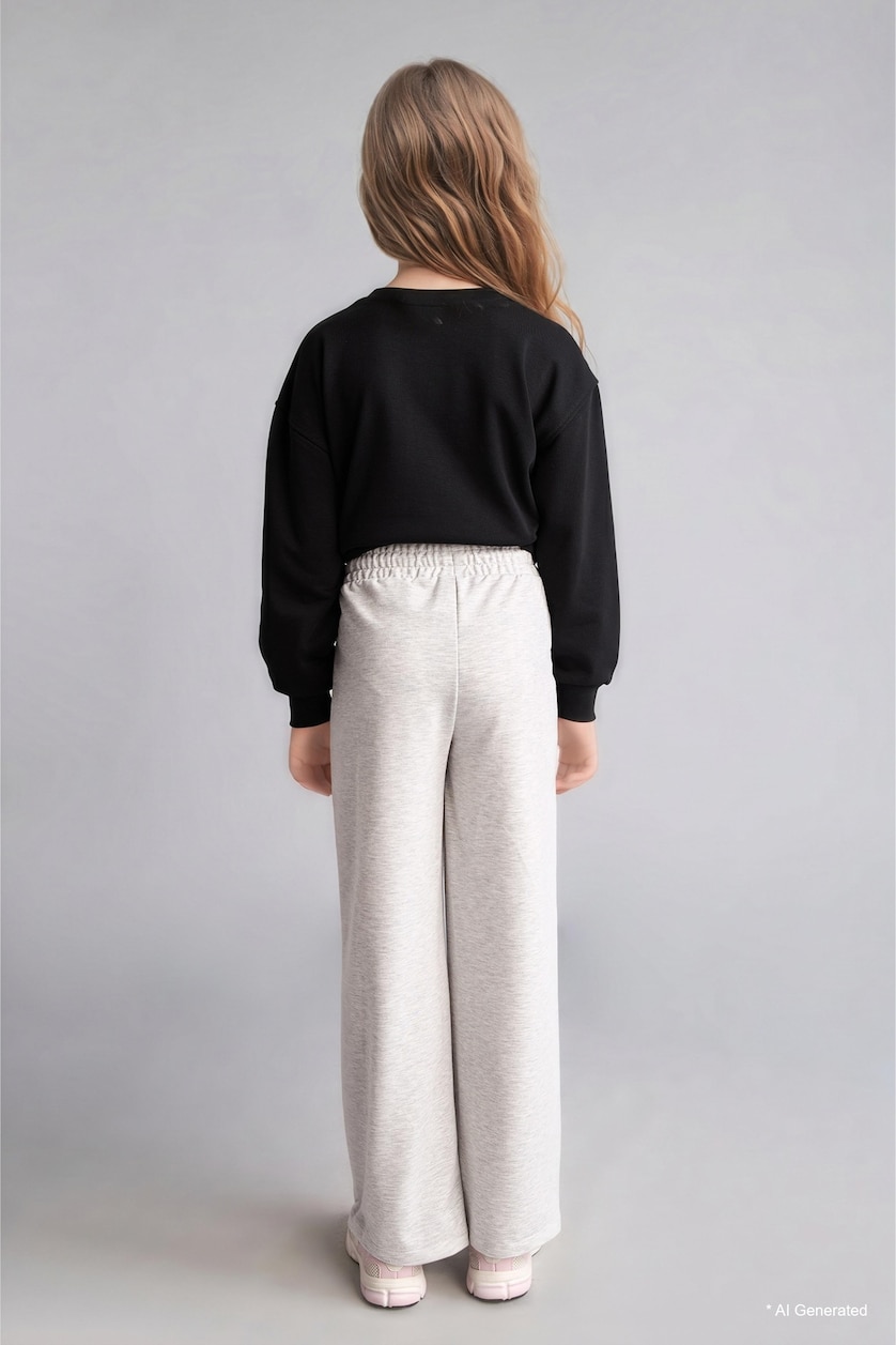 Девочки и подростки Светло-серый меланж Брюки Wide Leg