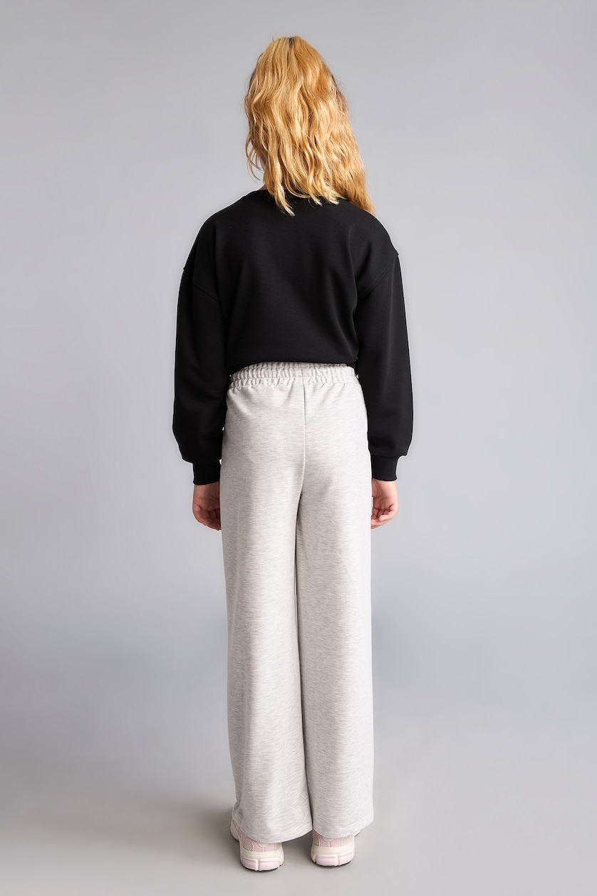 Young Girls - Teen Girls Light Grey Melange Girl Wide Leg Trousers