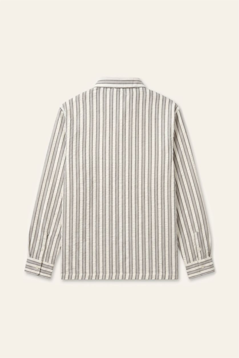 Men Black Boxy Fit Crinkle Long Sleeve Shirt