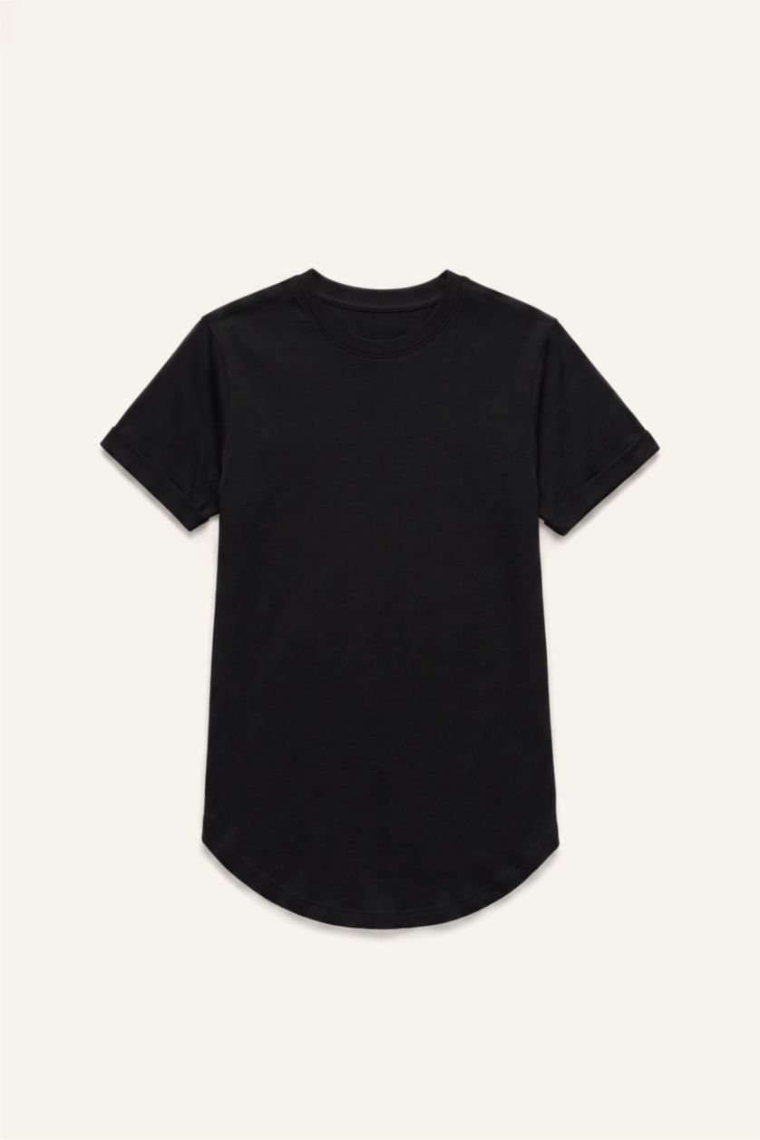 Men Black Long Fit Short Sleeve T-Shirt