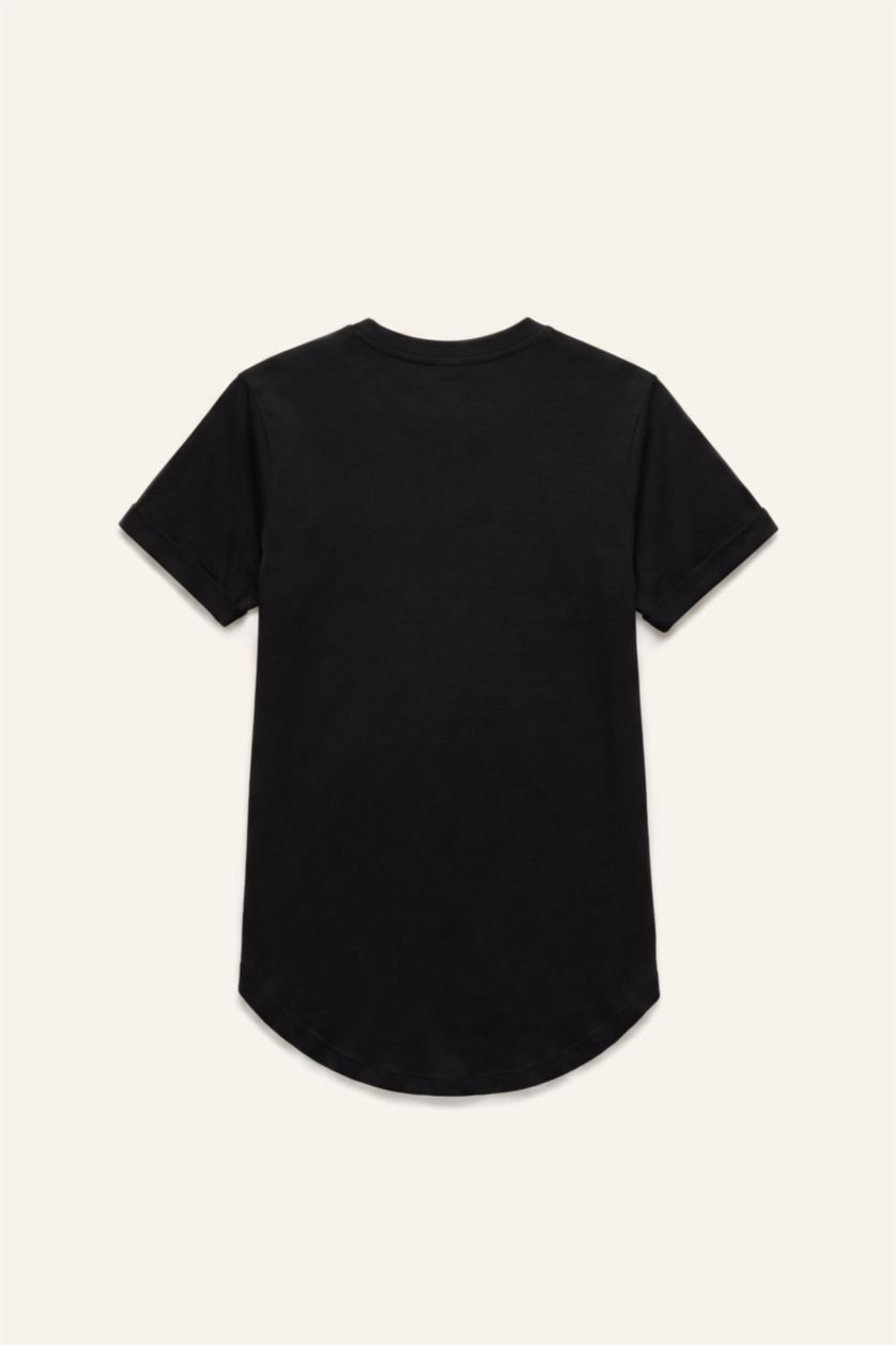 Men Black Long Fit Short Sleeve T-Shirt