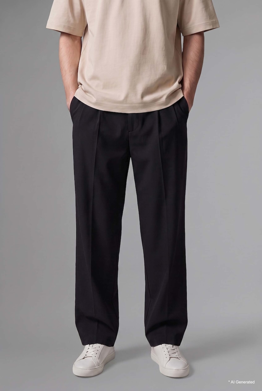 Erkek Siyah Barrel Fit Pantolon