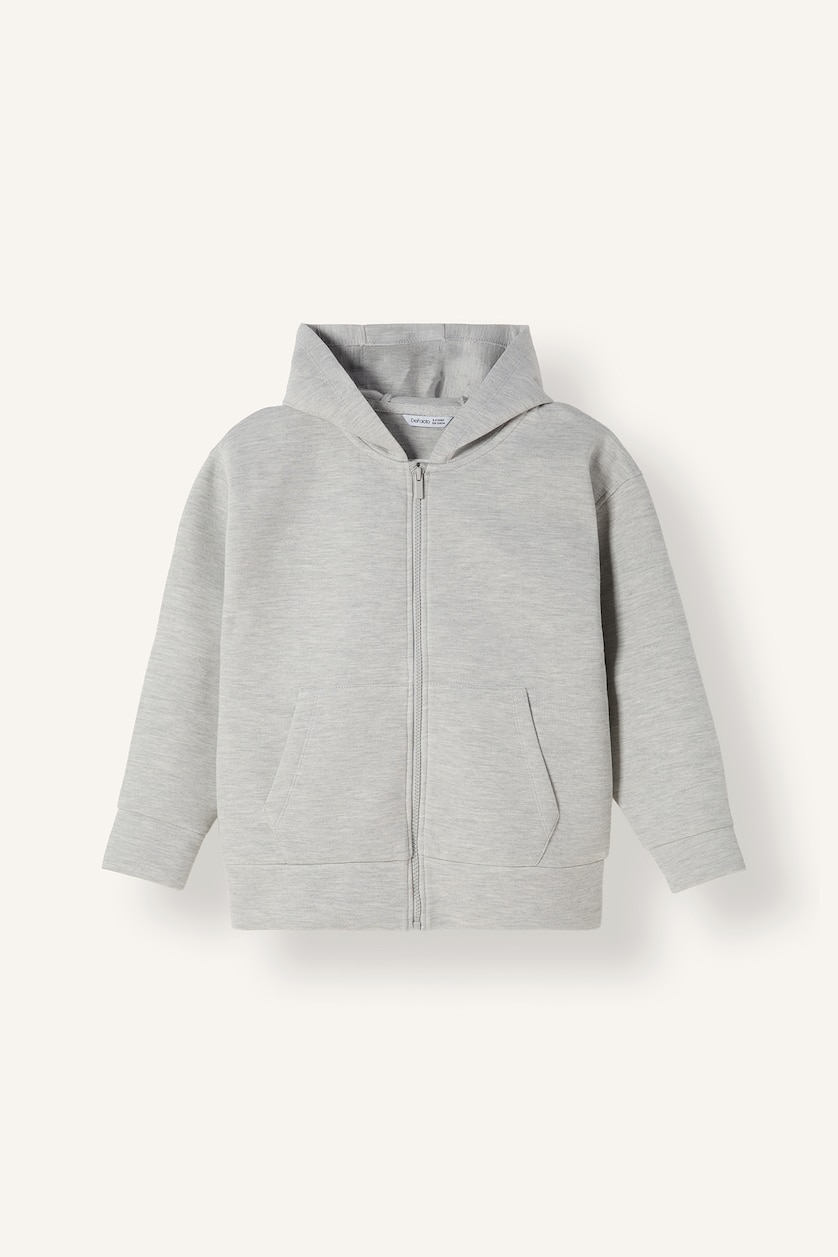 Boys & Teens Grey Melange Regular Fit Hooded Cardigan