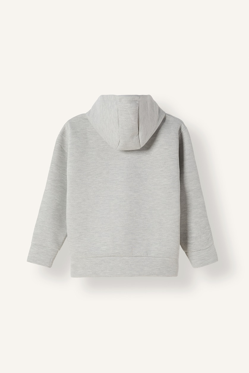 Boys & Teens Grey Melange Regular Fit Hooded Cardigan