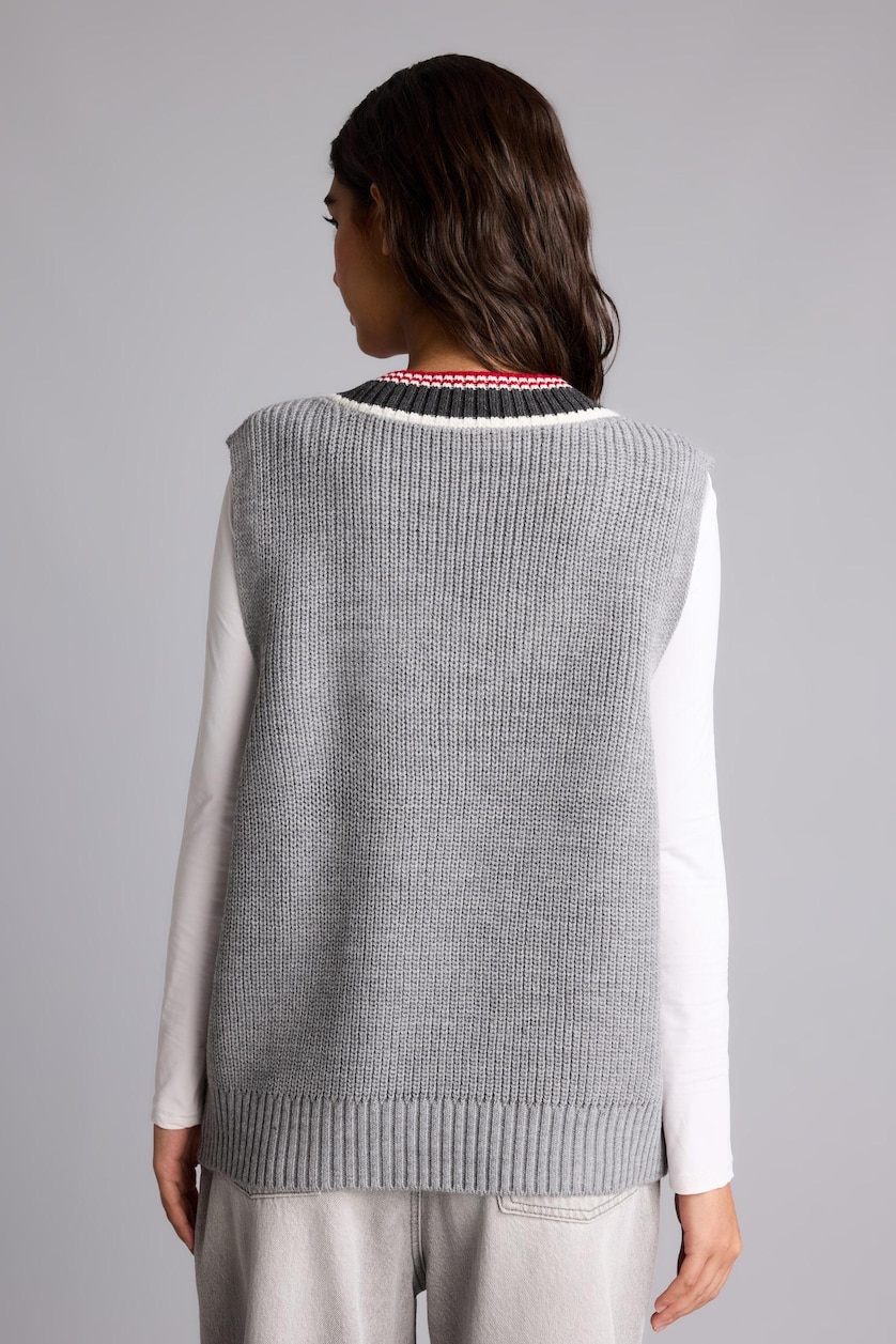 WOMAN Grey Melange Oversize V-Neck Grey Melange Pullover