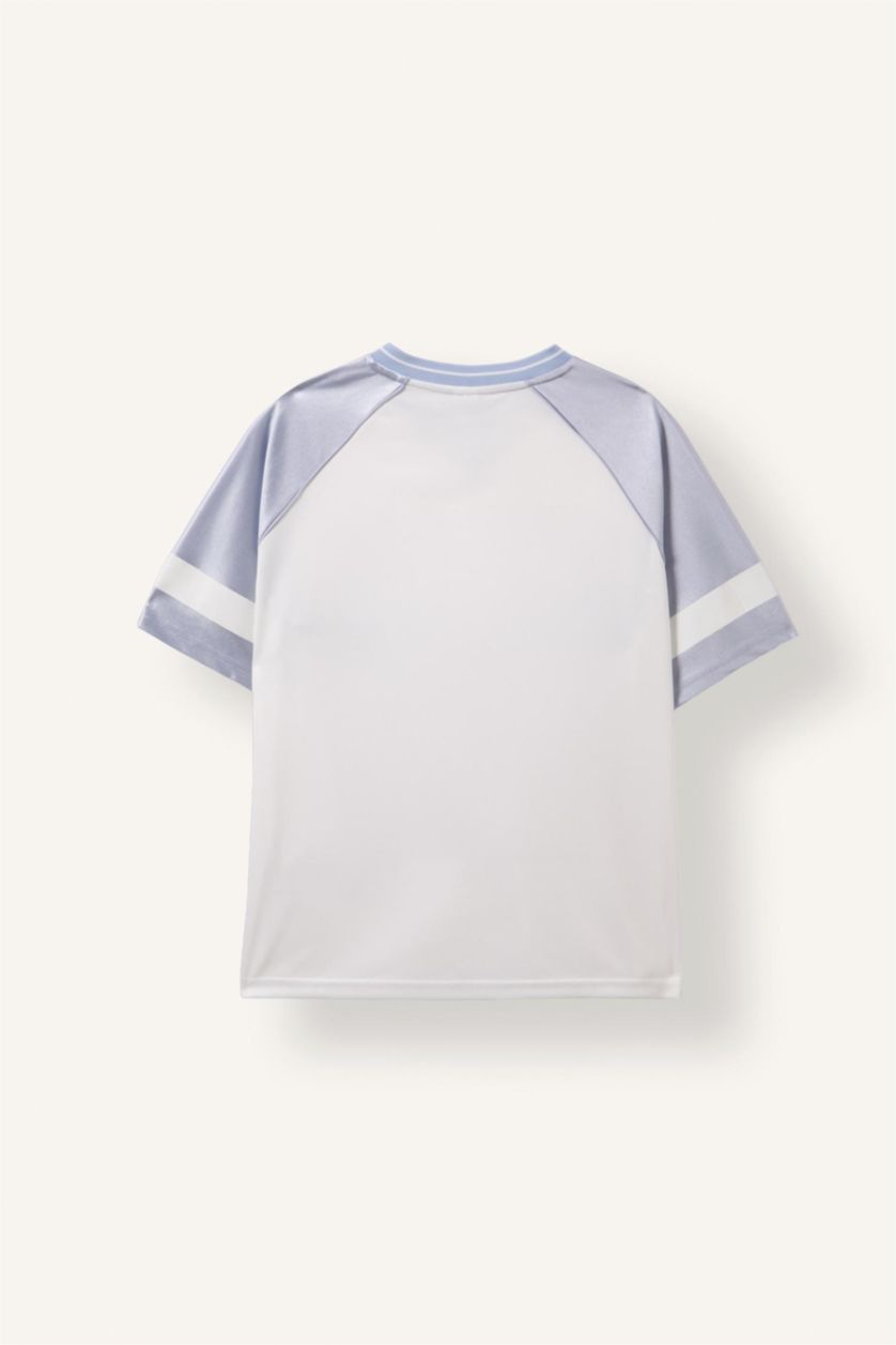 Women Ecru Oversize Fit Tulle Short Sleeve T-Shirt