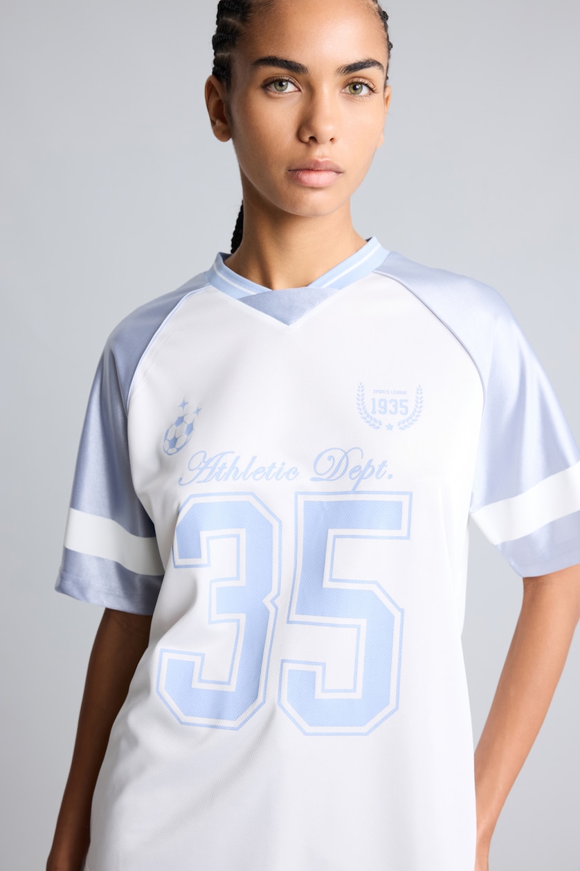 WOMAN Ecru Oversize Fit Tulle Short Sleeve T-Shirt