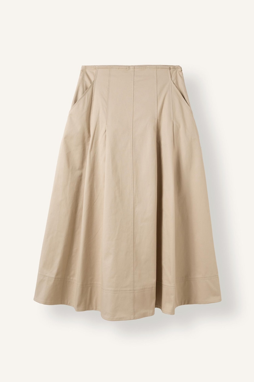 WOMAN Stone A-Line Mid Rise Gabardine Midi Skirt