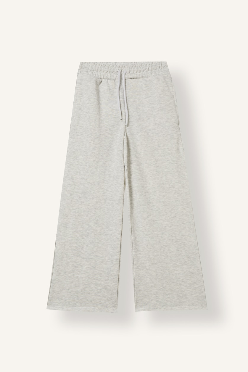 GIRLS & TEENS Light Grey Melange Girl Ribbed Knit Wide Leg Trousers