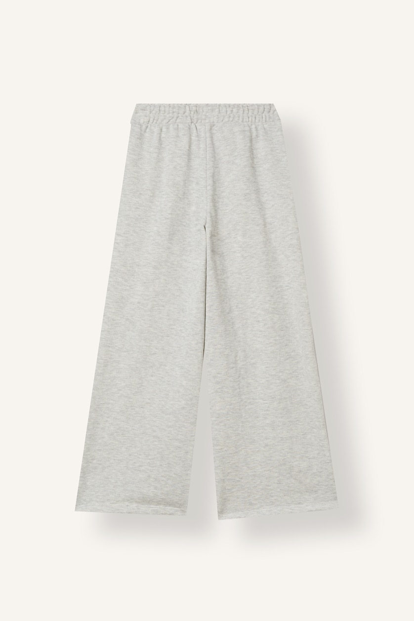 GIRLS & TEENS Light Grey Melange Girl Ribbed Knit Wide Leg Trousers